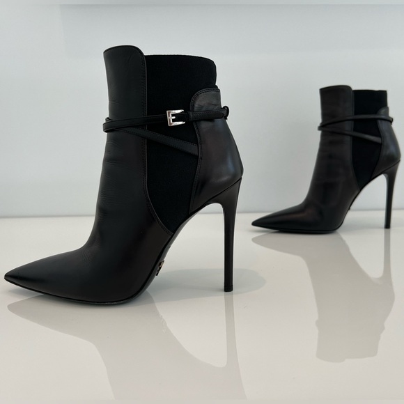 PRADA CALZATURE DONNA BLACK LEATHER BOOTS SIZE IT 37.5 / US 7.5 - Picture 8 of 17
